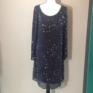 Pisarro Nights Dark Purple Beaded Dress Size 14